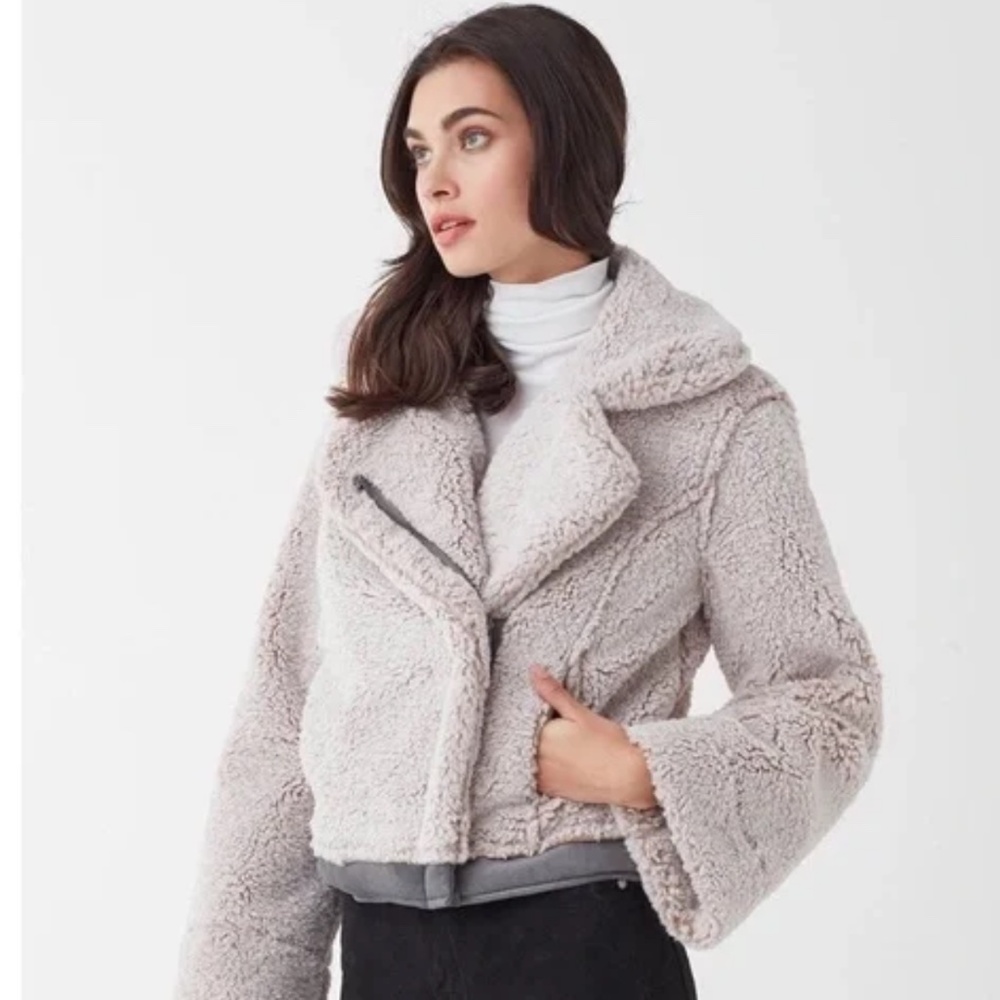 Splendid Asymmetrical Leo Faux Fur Teddy Jacket